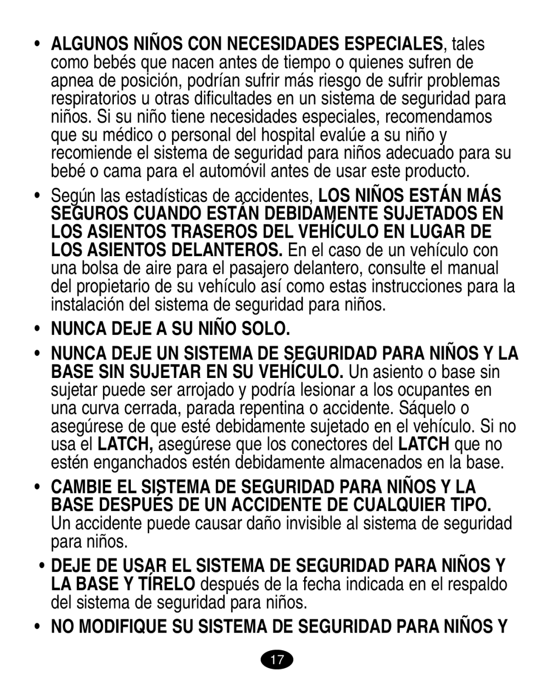 Graco ISPA010AB manual Nunca Deje a SU Niño Solo 