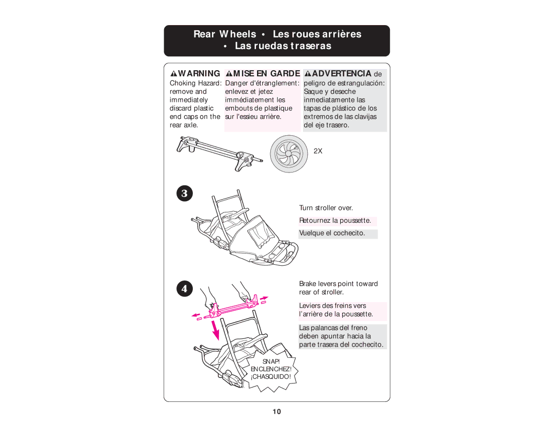 Graco ISPA010AD manual Rear Wheels Les roues arrières Las ruedas traseras 