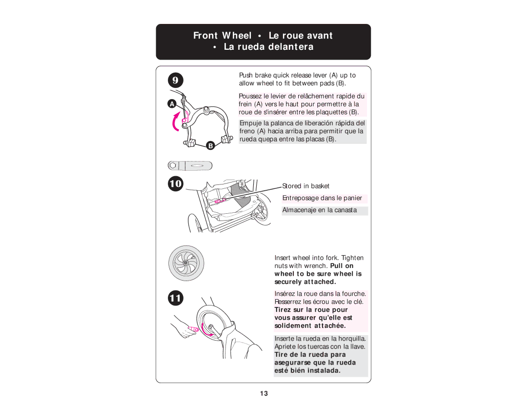 Graco ISPA010AD manual Front Wheel Le roue avant La rueda delantera 