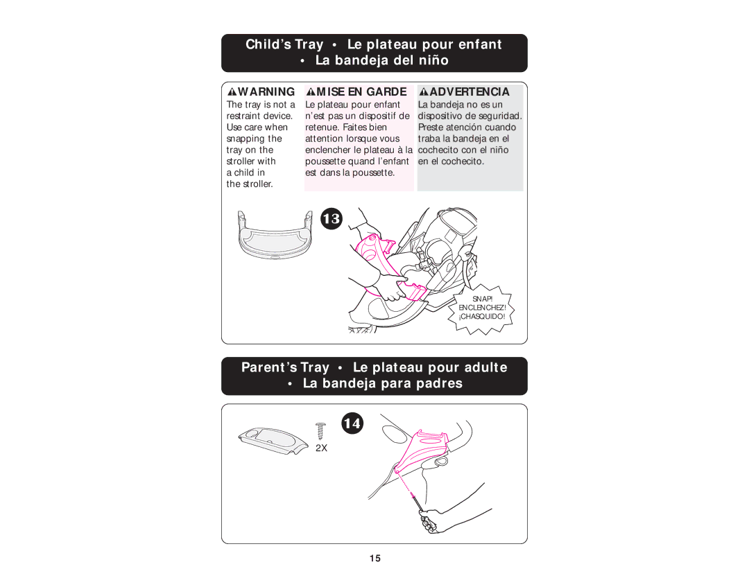 Graco ISPA010AD manual Child’s Tray Le plateau pour enfant La bandeja del niño 