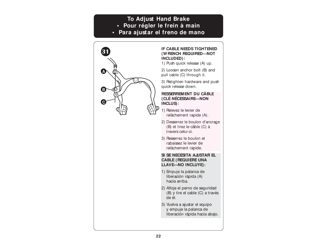 Graco ISPA010AD manual If Cable Needs Tightened Wrench REQUIRED-NOT Included 