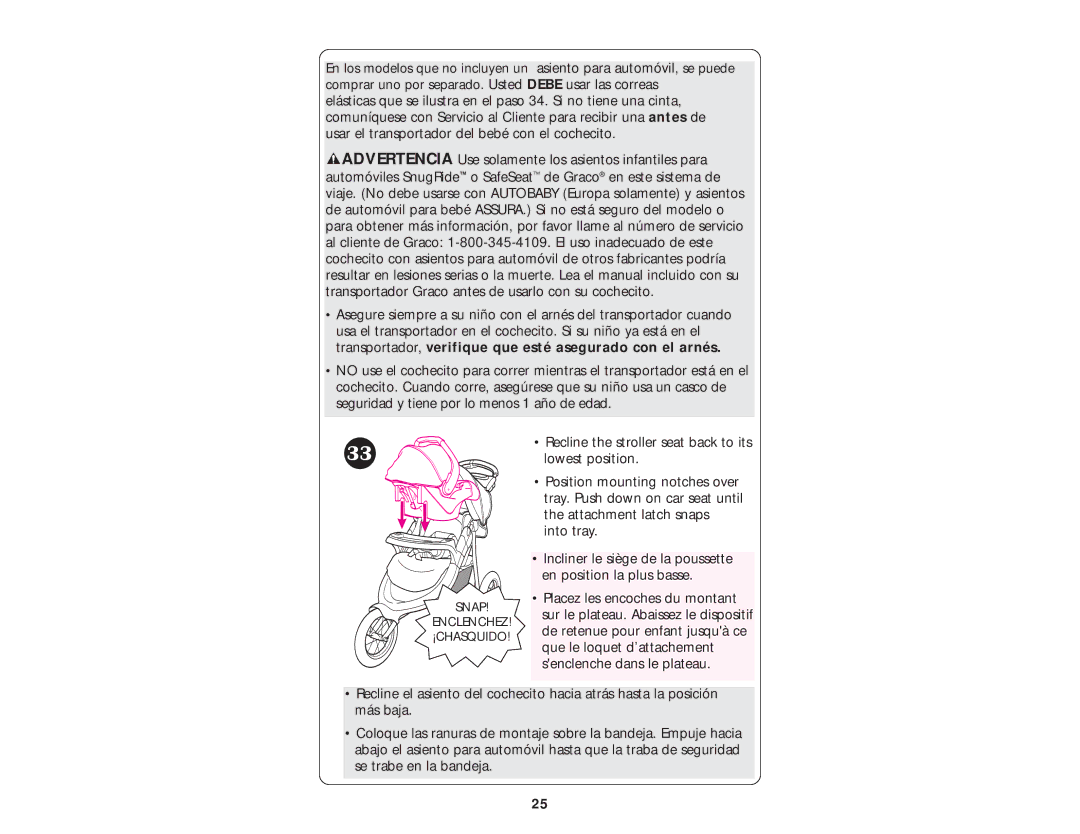 Graco ISPA010AD manual Snap Enclenchez ¡CHASQUIDO 
