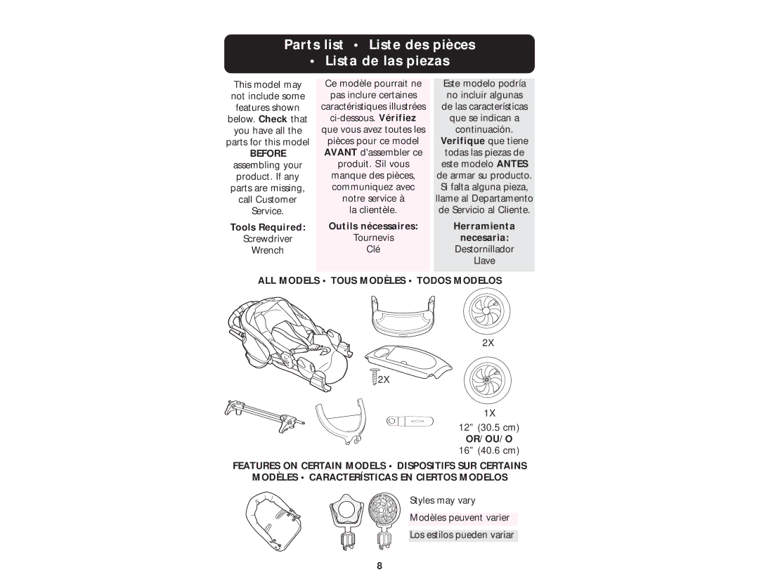 Graco ISPA010AD manual Parts list Liste des pièces Lista de las piezas, Verifique que tiene 