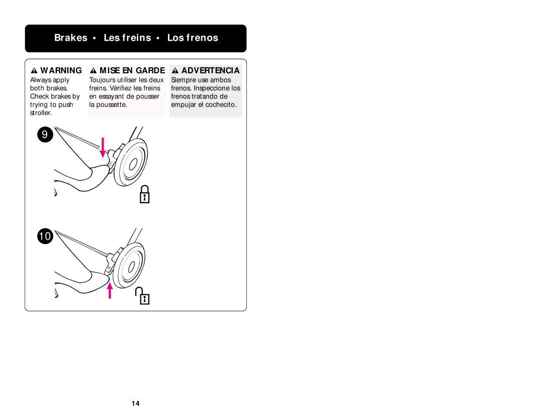 Graco ISPA020AA manual Brakes Les freins Los frenos 