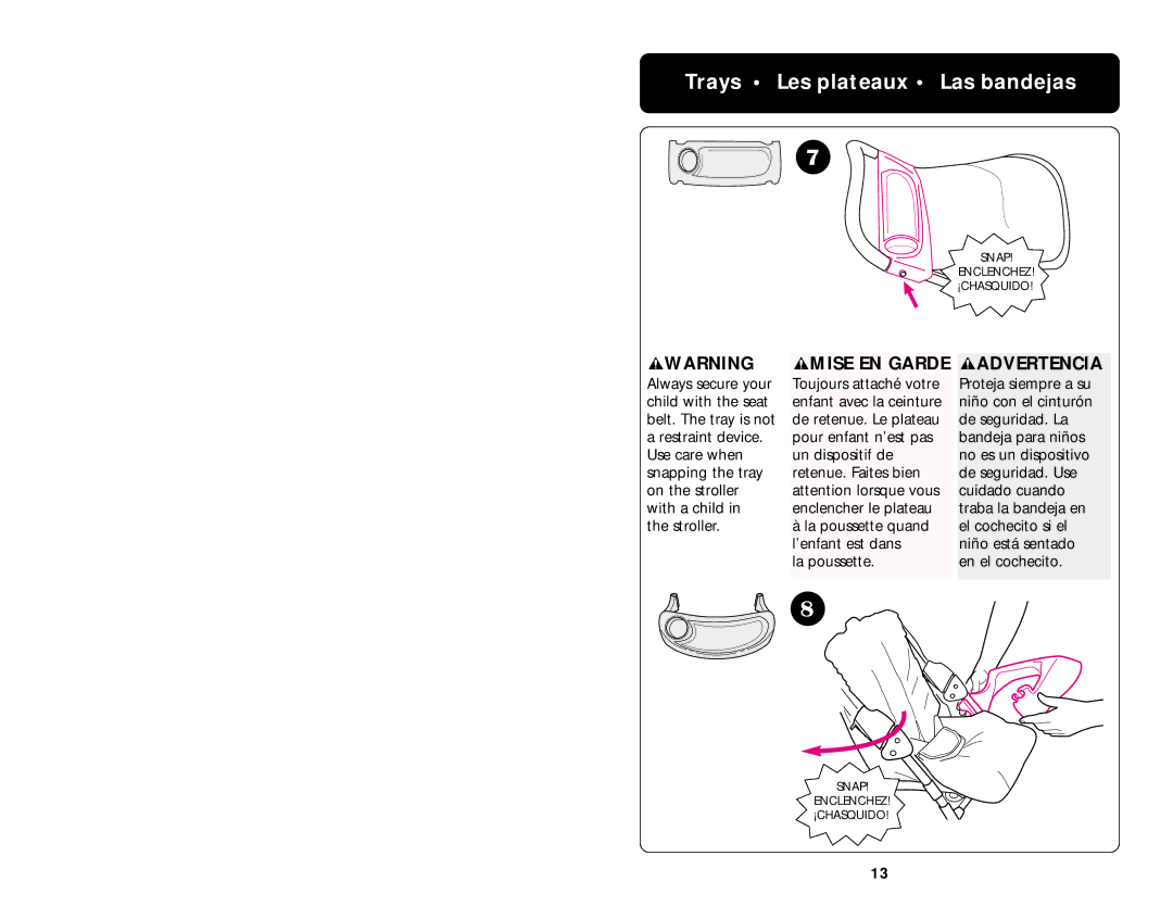 Graco ISPA020AB manual Trays Les plateaux Las bandejas, Mise EN Garde 