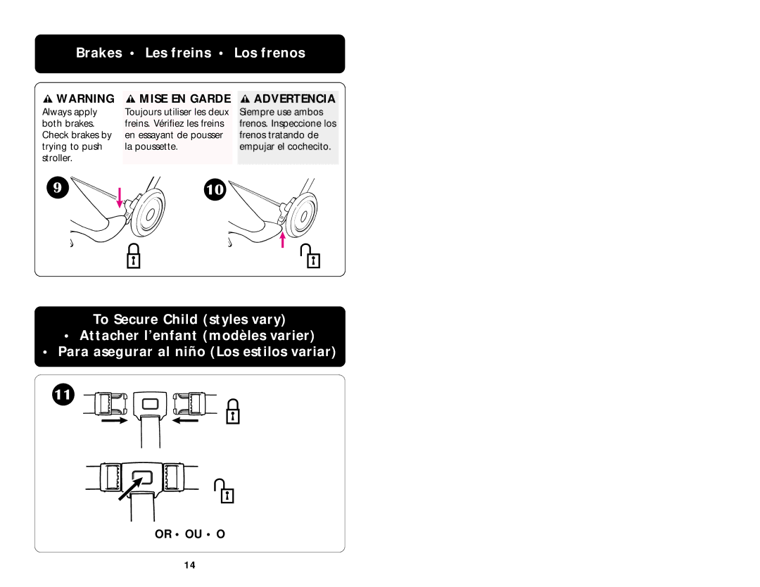 Graco ISPA020AB manual Brakes Les freins Los frenos 