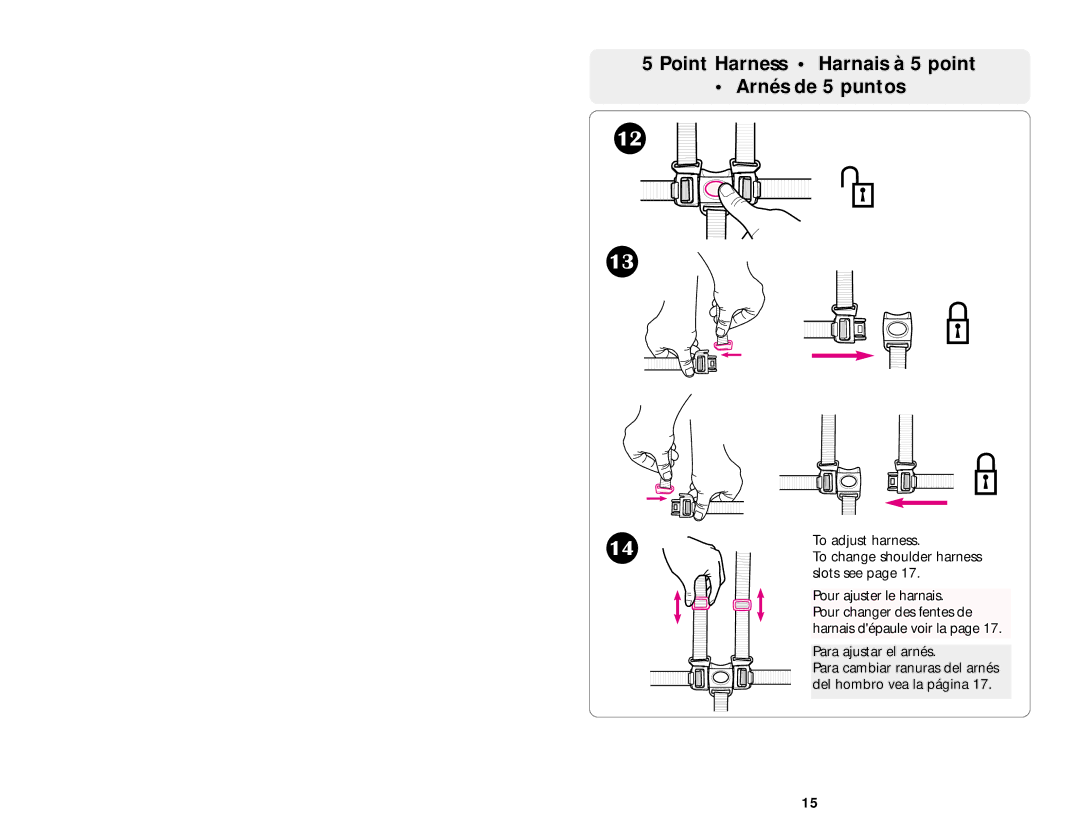 Graco ISPA020AB manual Point Harness Harnais à 5 point Arnés de 5 puntos 