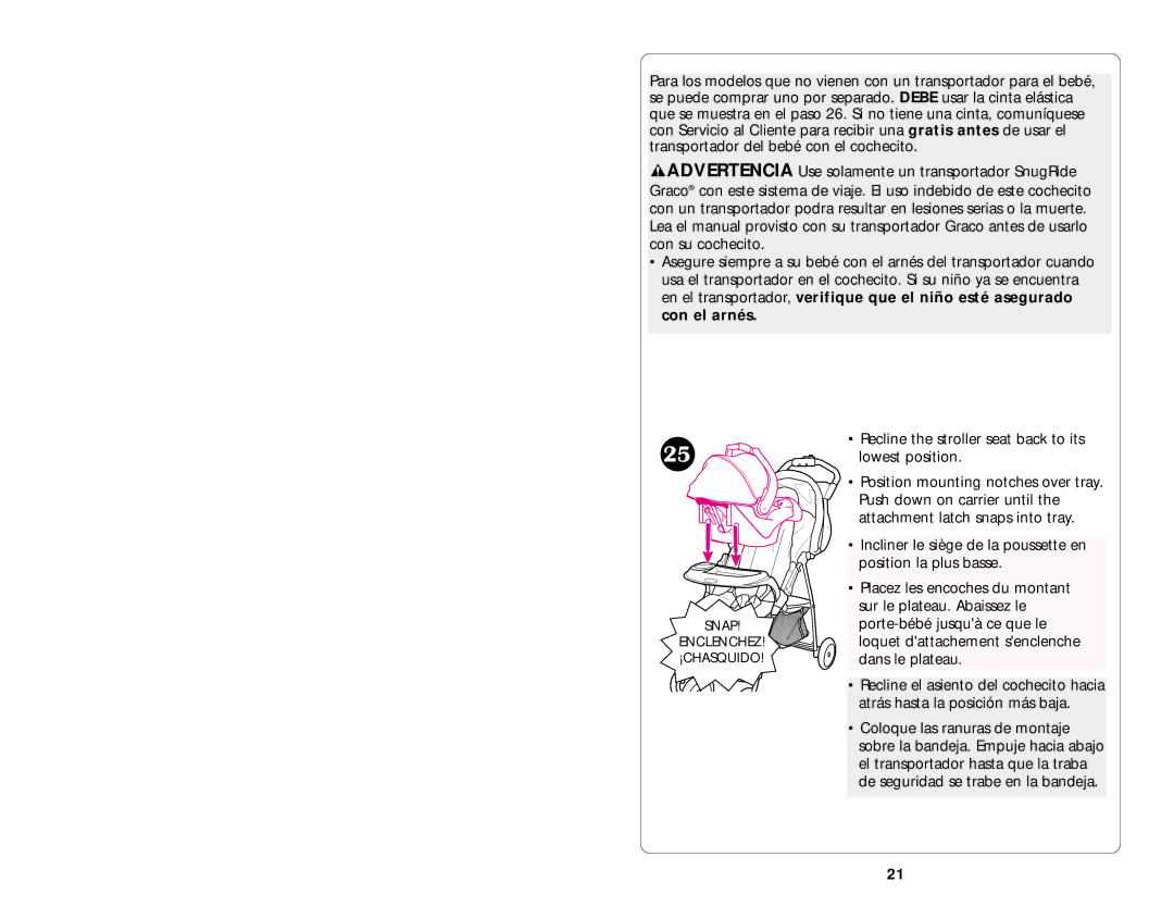 Graco ISPA020AB manual Snap Enclenchez ¡CHASQUIDO 