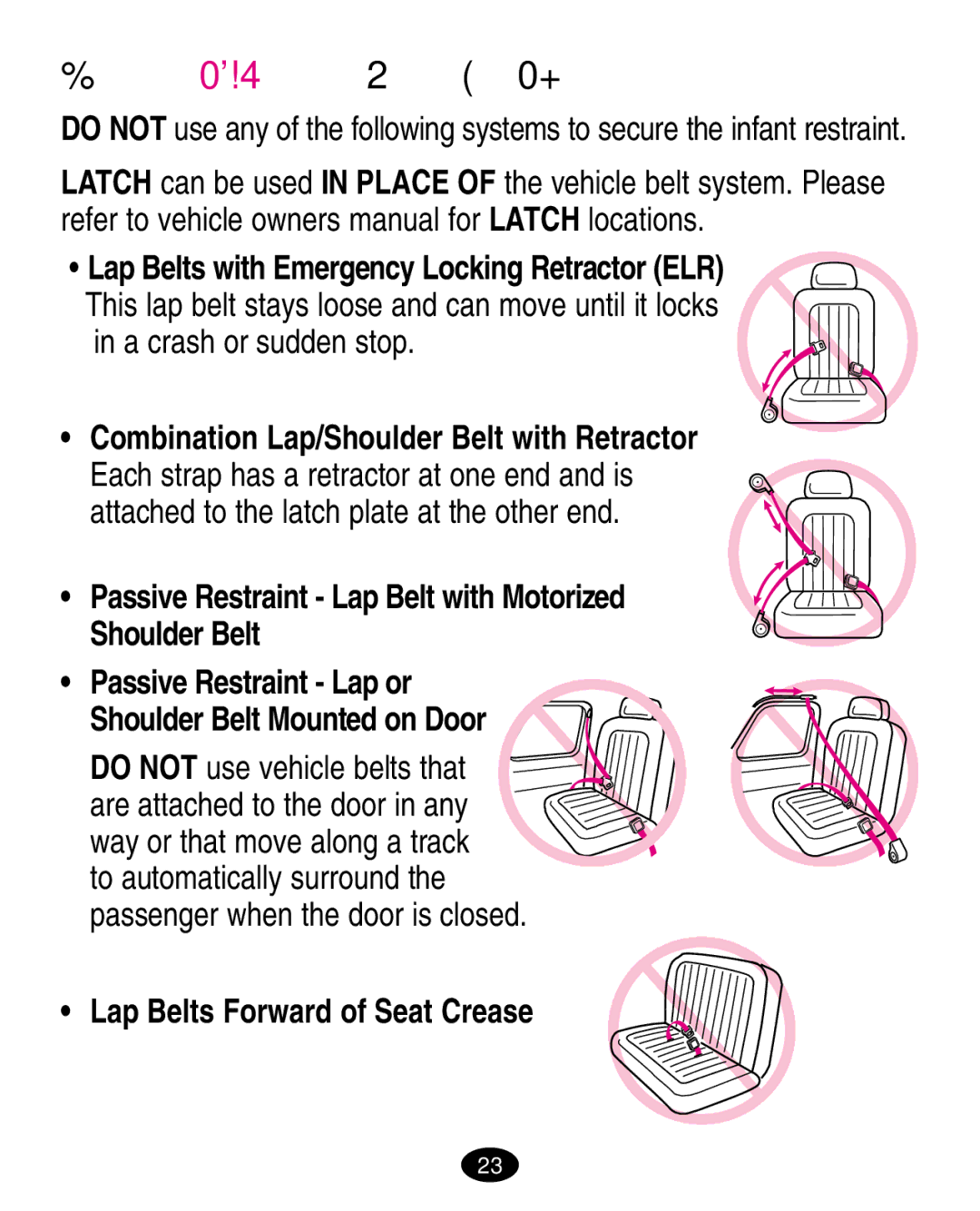 Graco ISPA020AB manual Unsafe Vehicle Belt Systems, A crash or sudden stop, Passenger when the door is closed 