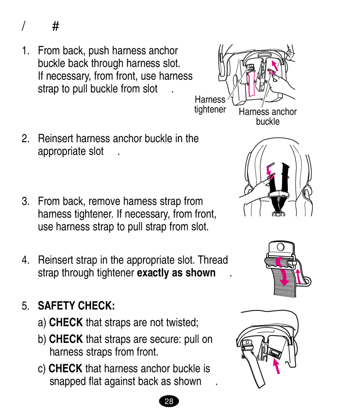 Graco ISPA020AB manual 1 3-Point Harness, Reinsert harness anchor buckle Appropriate slot , Safety Check 