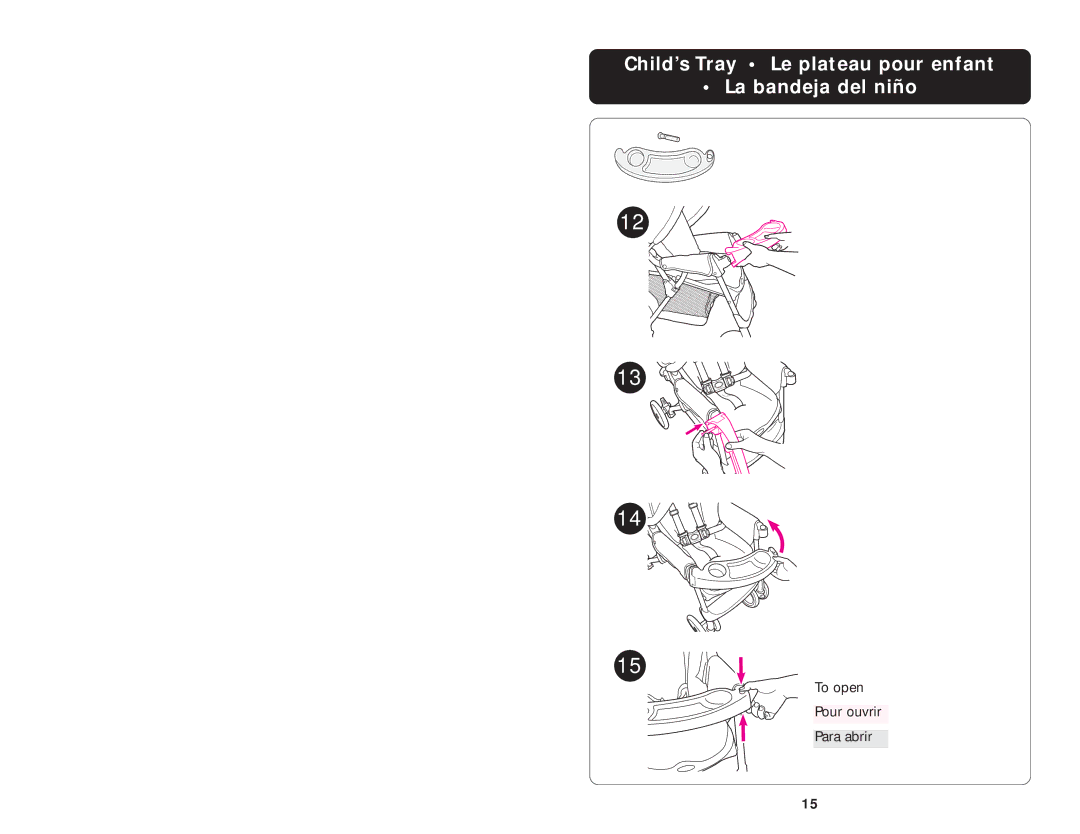 Graco ISPA059AA manual Child’s Tray Le plateau pour enfant La bandeja del niño 