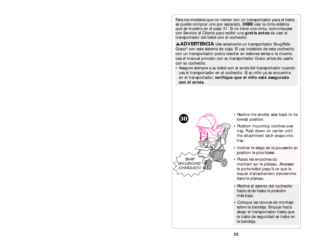 Graco ISPA060AA manual Snap Enclenchez ¡CHASQUIDO 