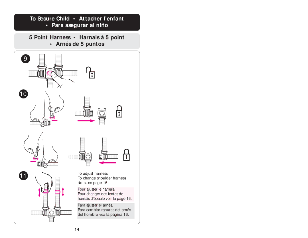 Graco ISPA061AA To Secure Child Attacher l’enfant Para asegurar al niño, Point Harness Harnais à 5 point Arnés de 5 puntos 