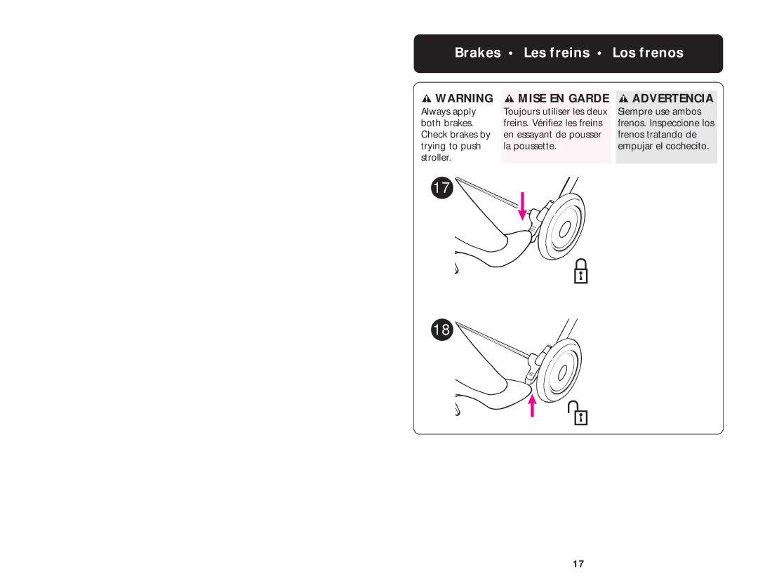 Graco ISPA061AA manual Brakes Les freins Los frenos 