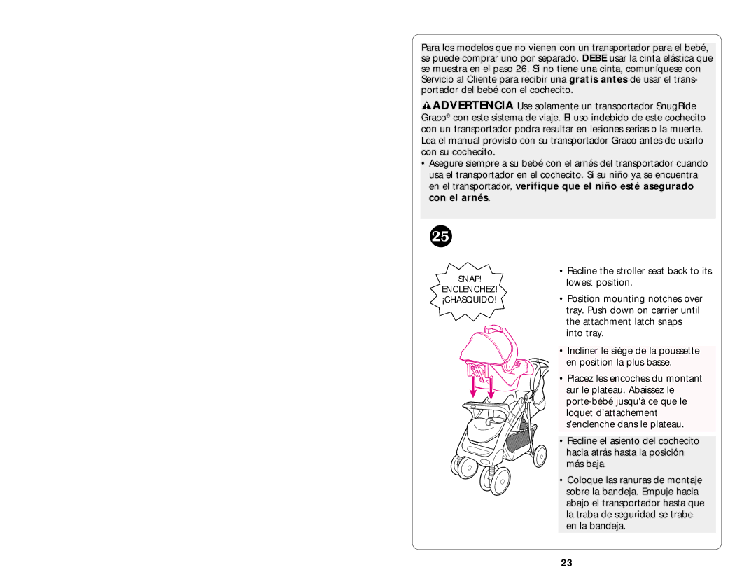 Graco ISPA063AA manual Snap Enclenchez ¡CHASQUIDO 