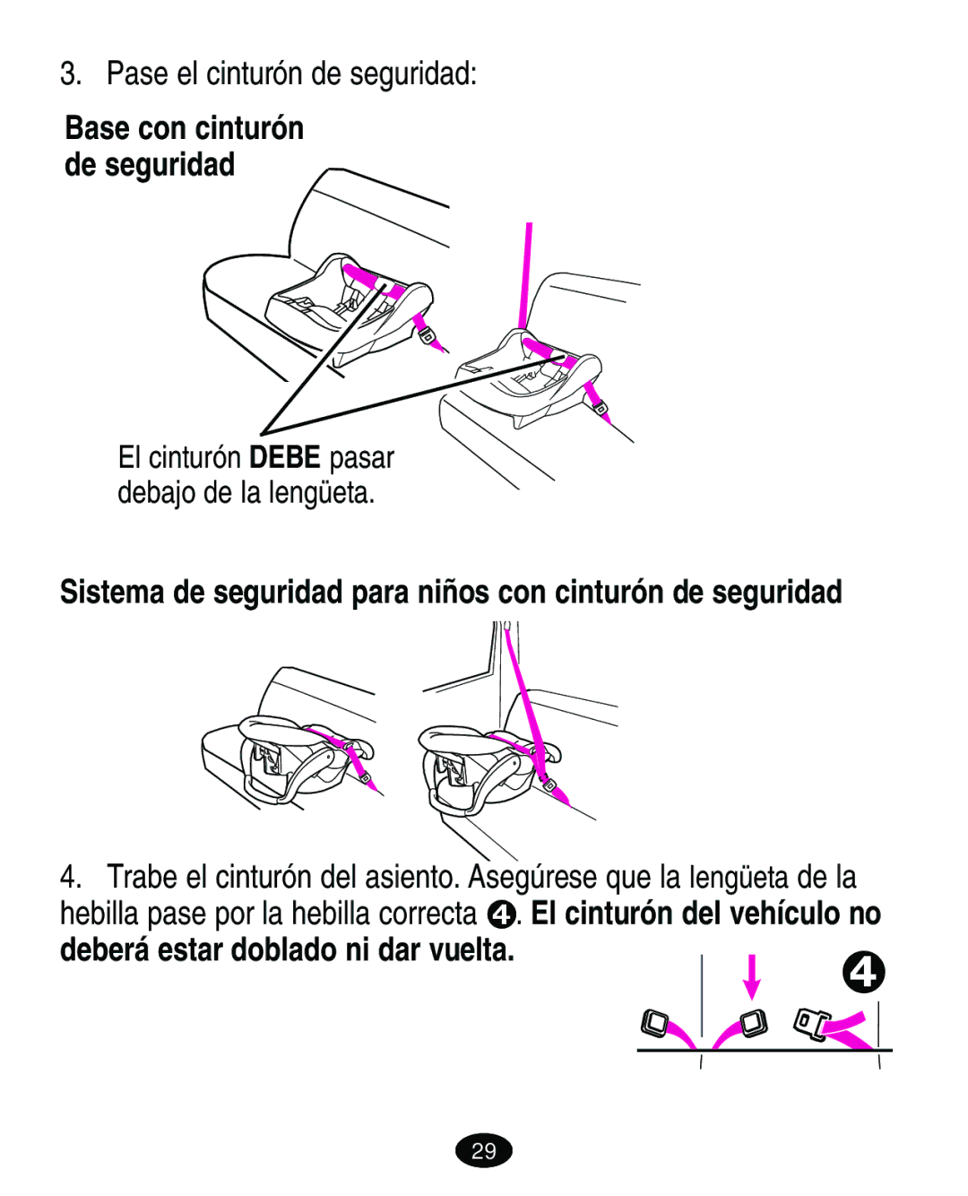 Graco ISPA067AA manual Pase el cinturón de seguridad, Sistema de seguridad para niños con cinturón de seguridad 