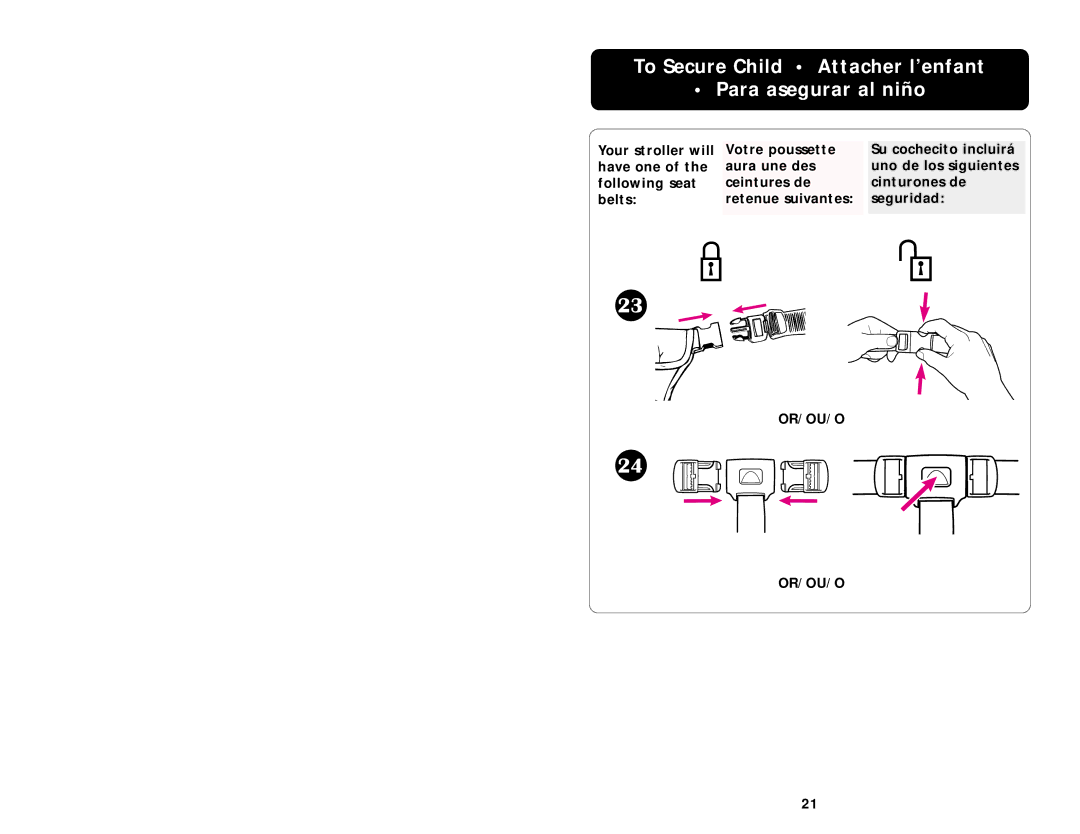 Graco ISPA067AA manual To Secure Child Attacher l’enfant Para asegurar al niño 