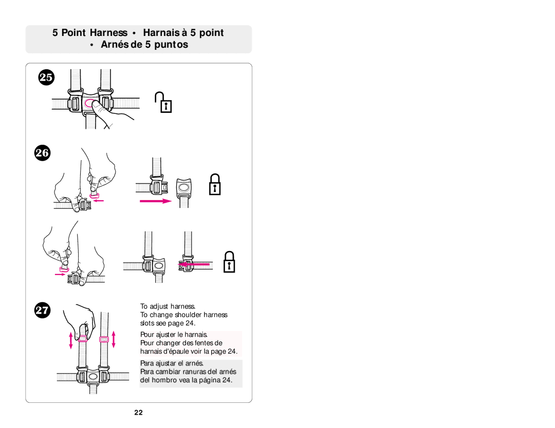 Graco ISPA067AA manual Point Harness Harnais à 5 point Arnés de 5 puntos 