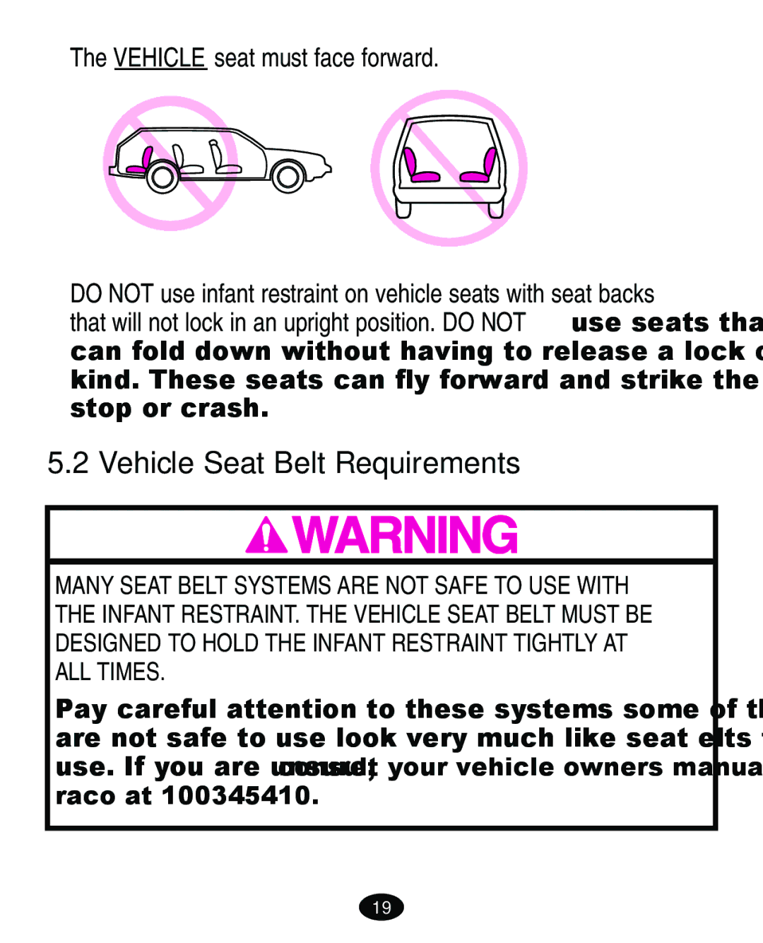 Graco ISPA067AA manual Vehicle Seat Belt Requirements, Vehicle seat must face forward 