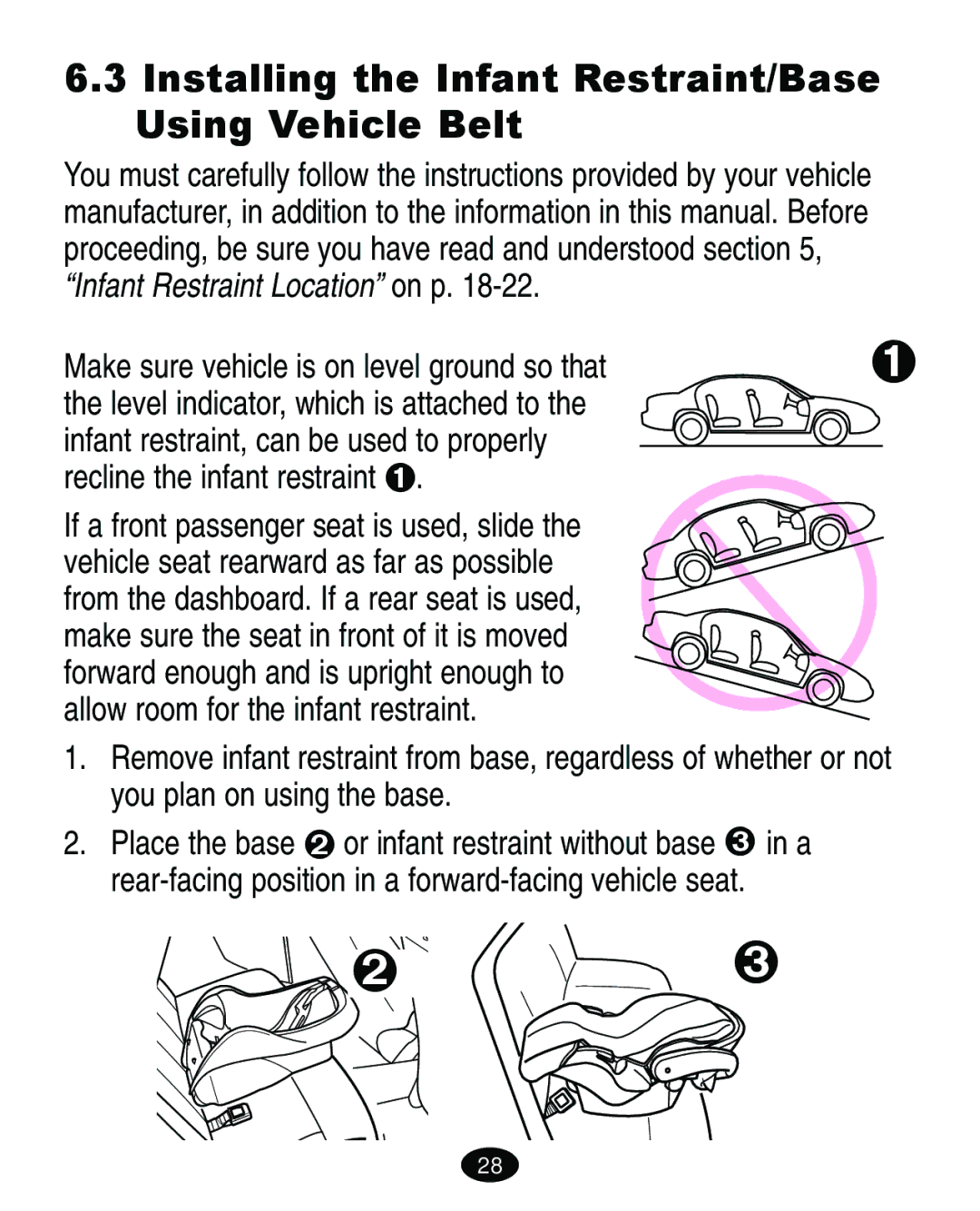 Graco ISPA067AA manual Installing the Infant Restraint/Base Using Vehicle Belt 