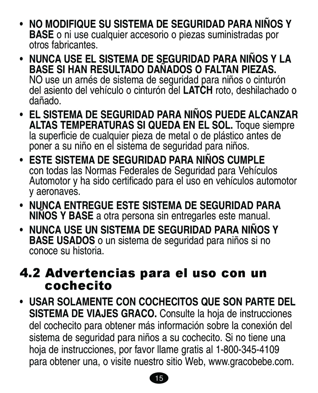 Graco ISPA067AA manual Advertencias para el uso con un cochecito 