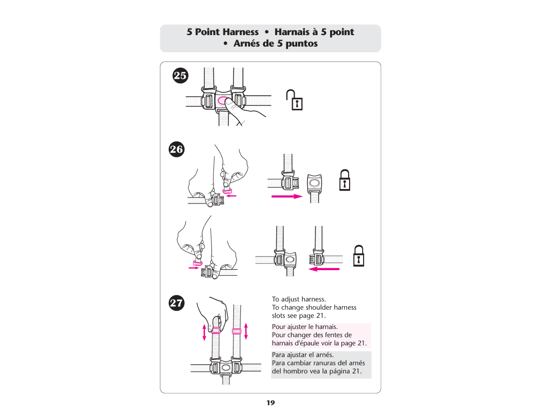 Graco ISPA067AE manual Point Harness Harnais à 5 point Arnés de 5 puntos 