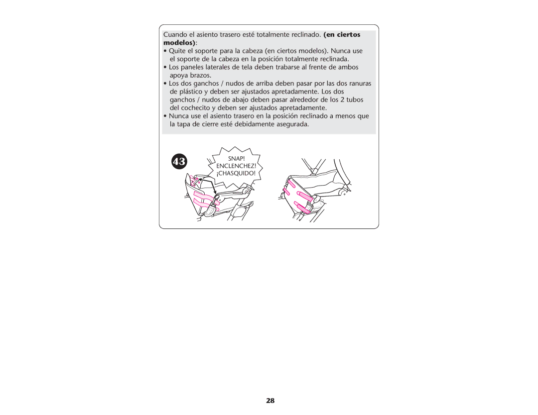 Graco ISPA067AE manual 43SNAP Enclenchez ¡CHASQUIDO 