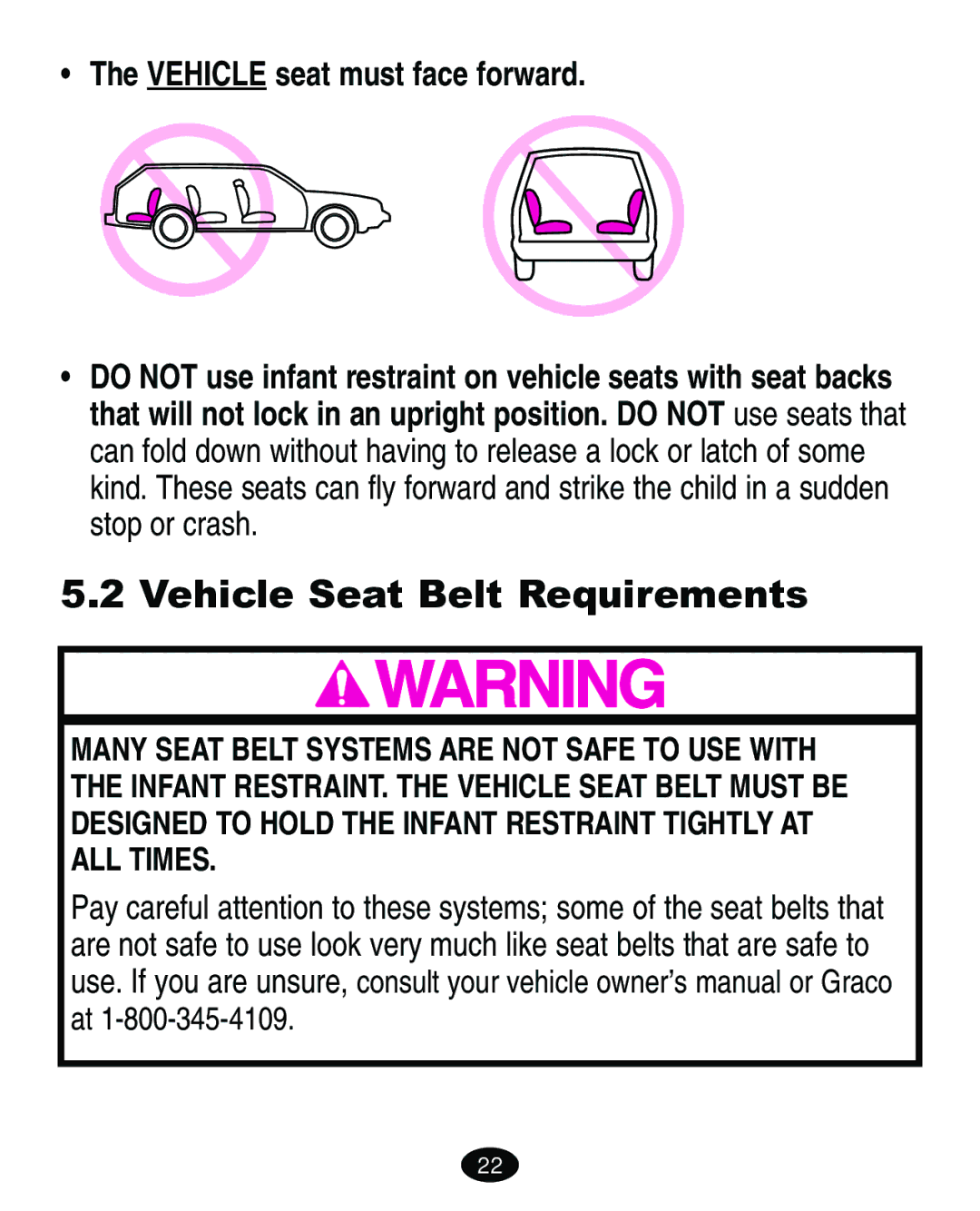 Graco ISPA067AE manual Vehicle Seat Belt Requirements, Vehicle seat must face forward 