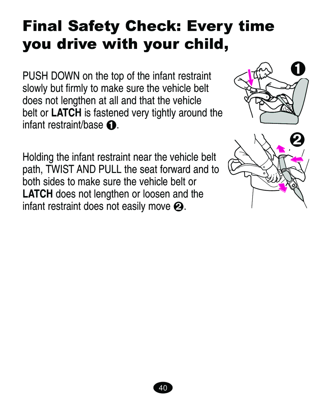 Graco ISPA067AE manual Final Safety Check Every time you drive with your child 