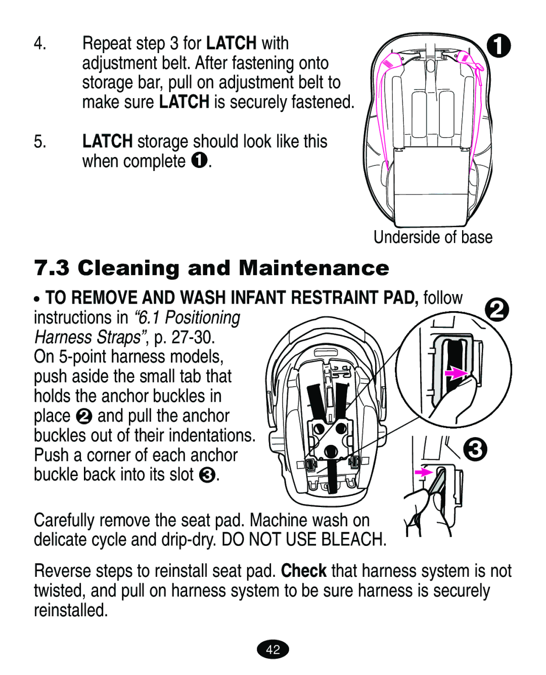 Graco ISPA067AE manual Cleaning and Maintenance, Repeat for Latch with, When complete 