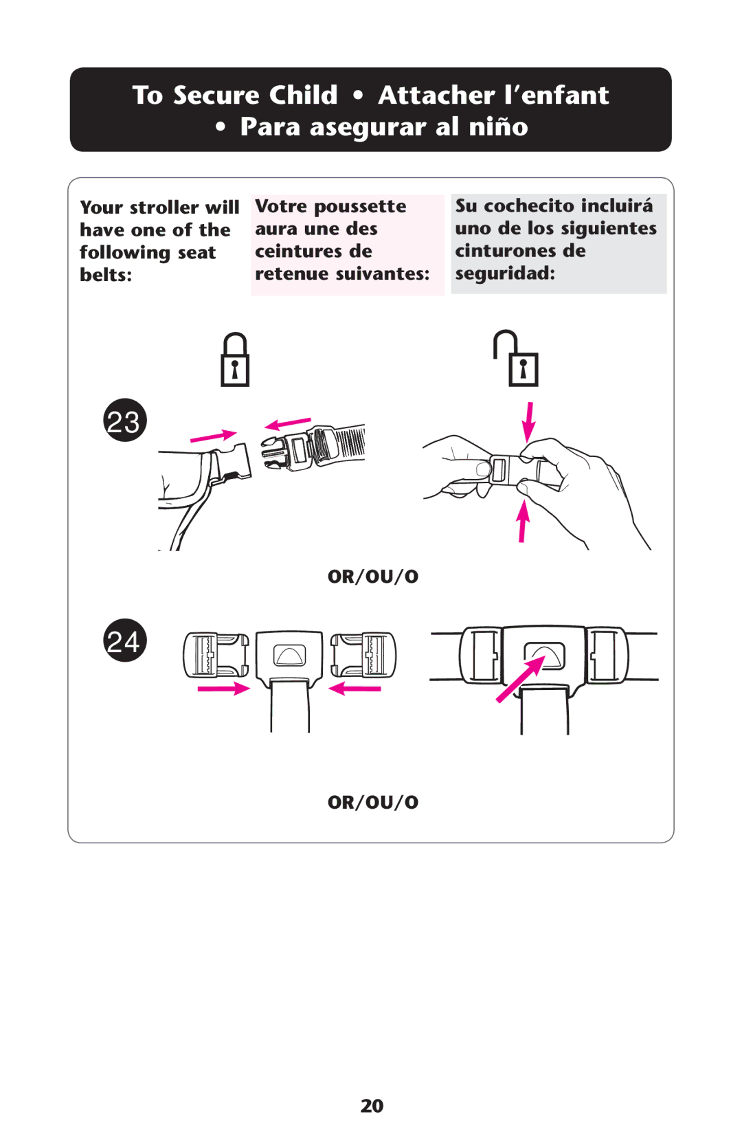 Graco ISPA067AH owner manual 6OTRE Poussettes, Aura Unendese, Ceinturestde Cinturones DE BELTS, Seguridad 