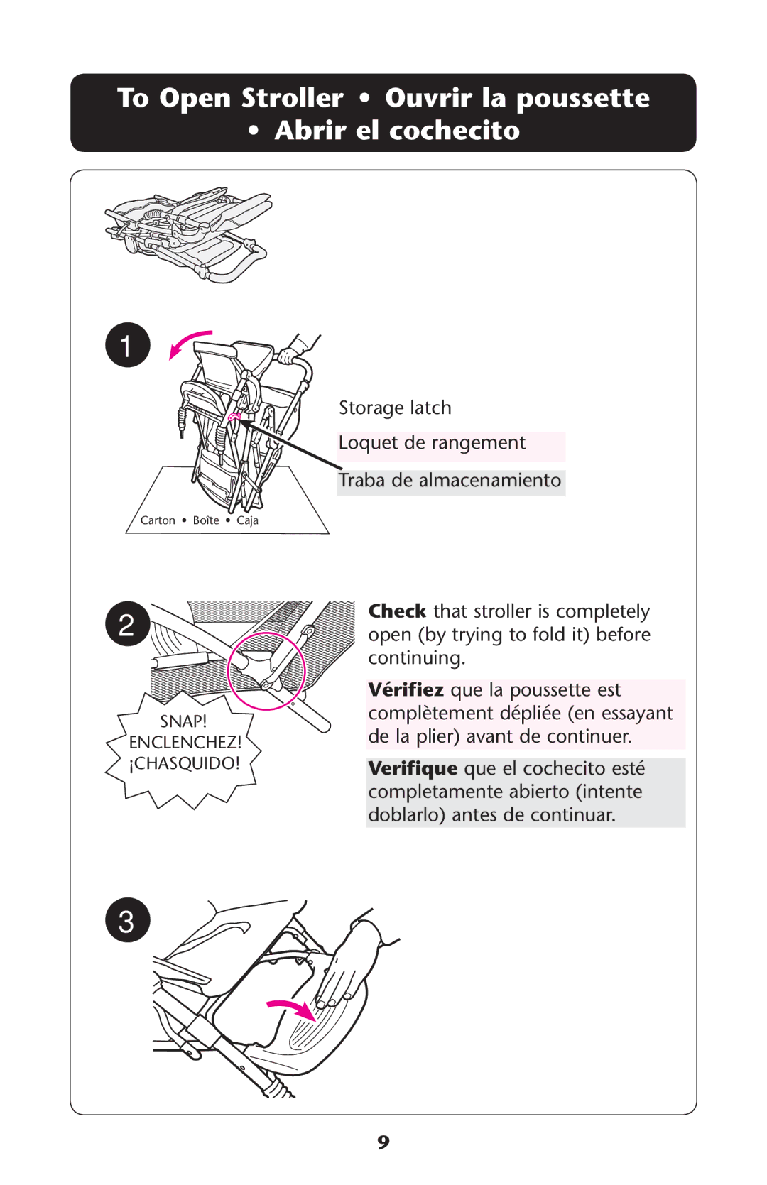 Graco ISPA067AH owner manual Storage latch Loquet de rangement Traba de almacenamiento 