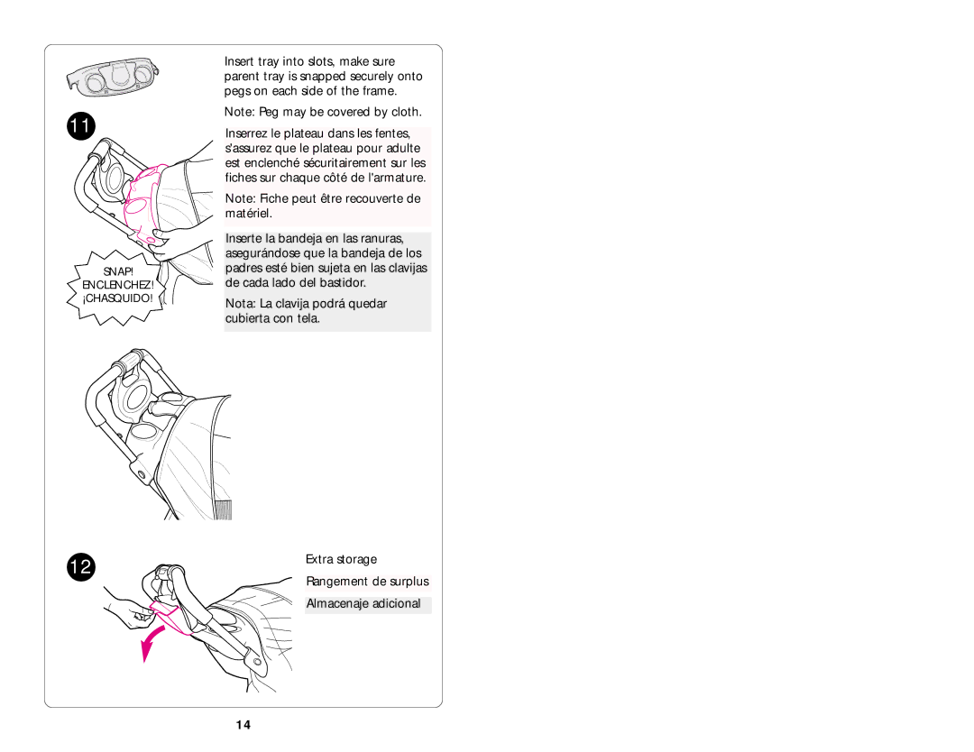 Graco ISPA074AA manual To Fold Stroller Plier la poussette Para plegar el cochecito 