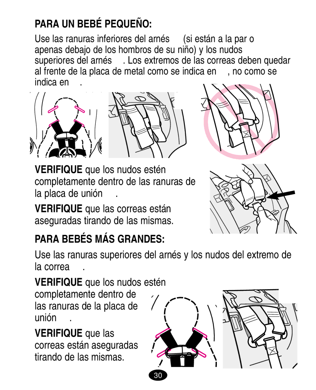 Graco ISPA081AA manual Para UN Bebé Pequeño, Para Bebés MÁS Grandes, Las ranuras de la placa de unión  