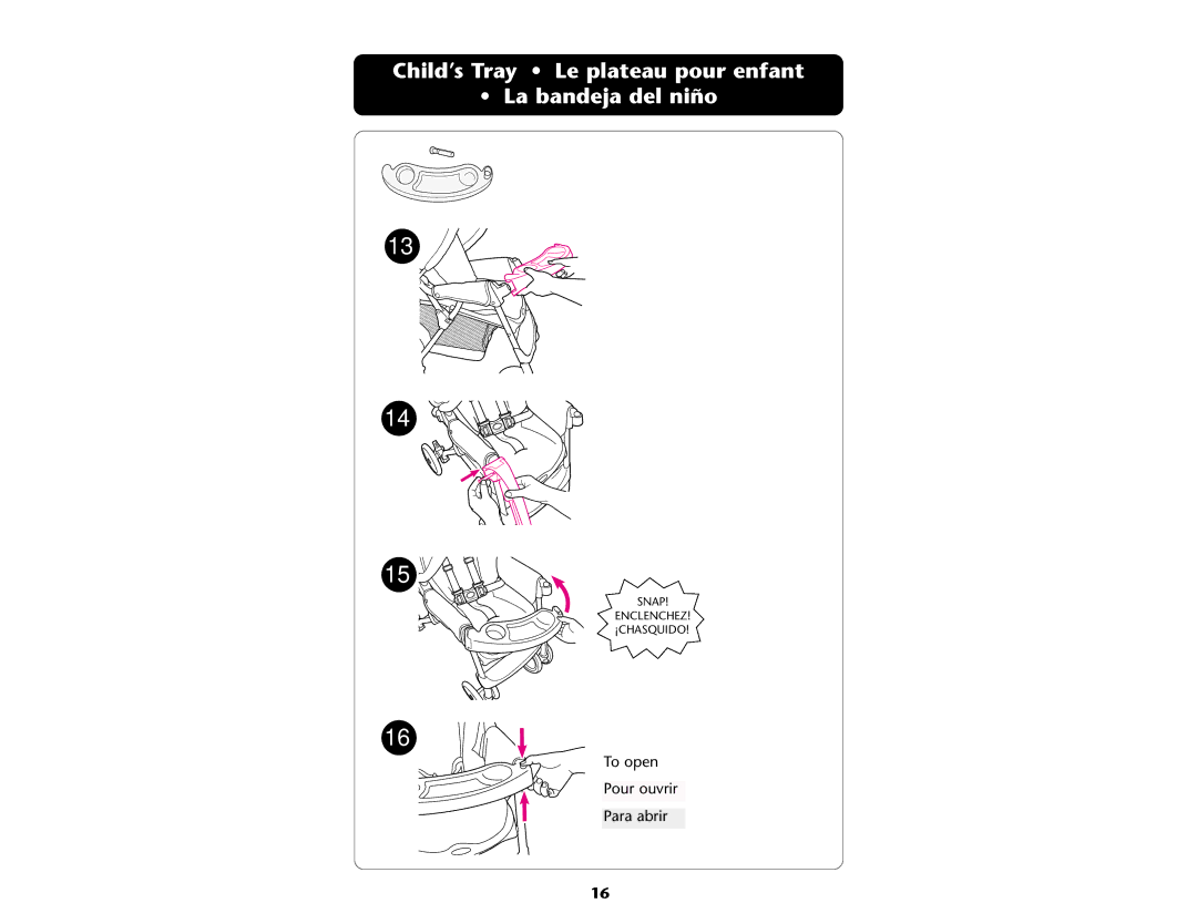 Graco ISPA081AA manual Child’s Tray Le plateau pour enfant La bandeja del niño 