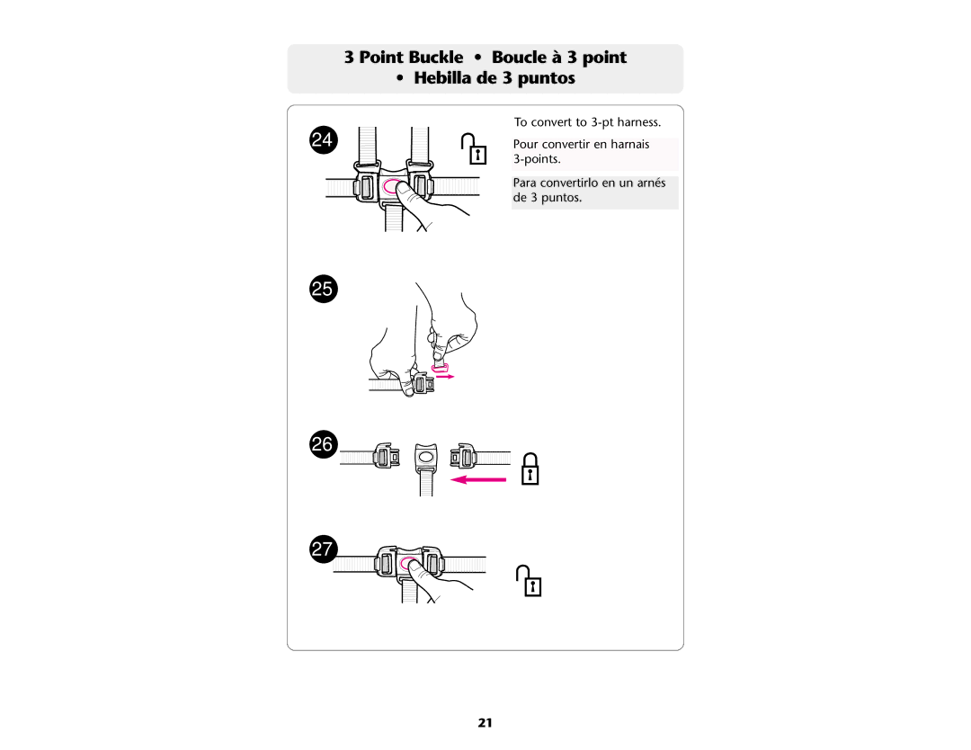 Graco ISPA081AA manual Point Buckle Boucle à 3 point Hebilla de 3 puntos 