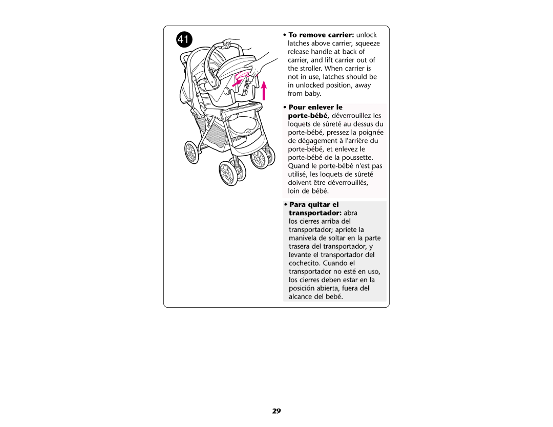 Graco ISPA081AA manual To remove carrier unlock 