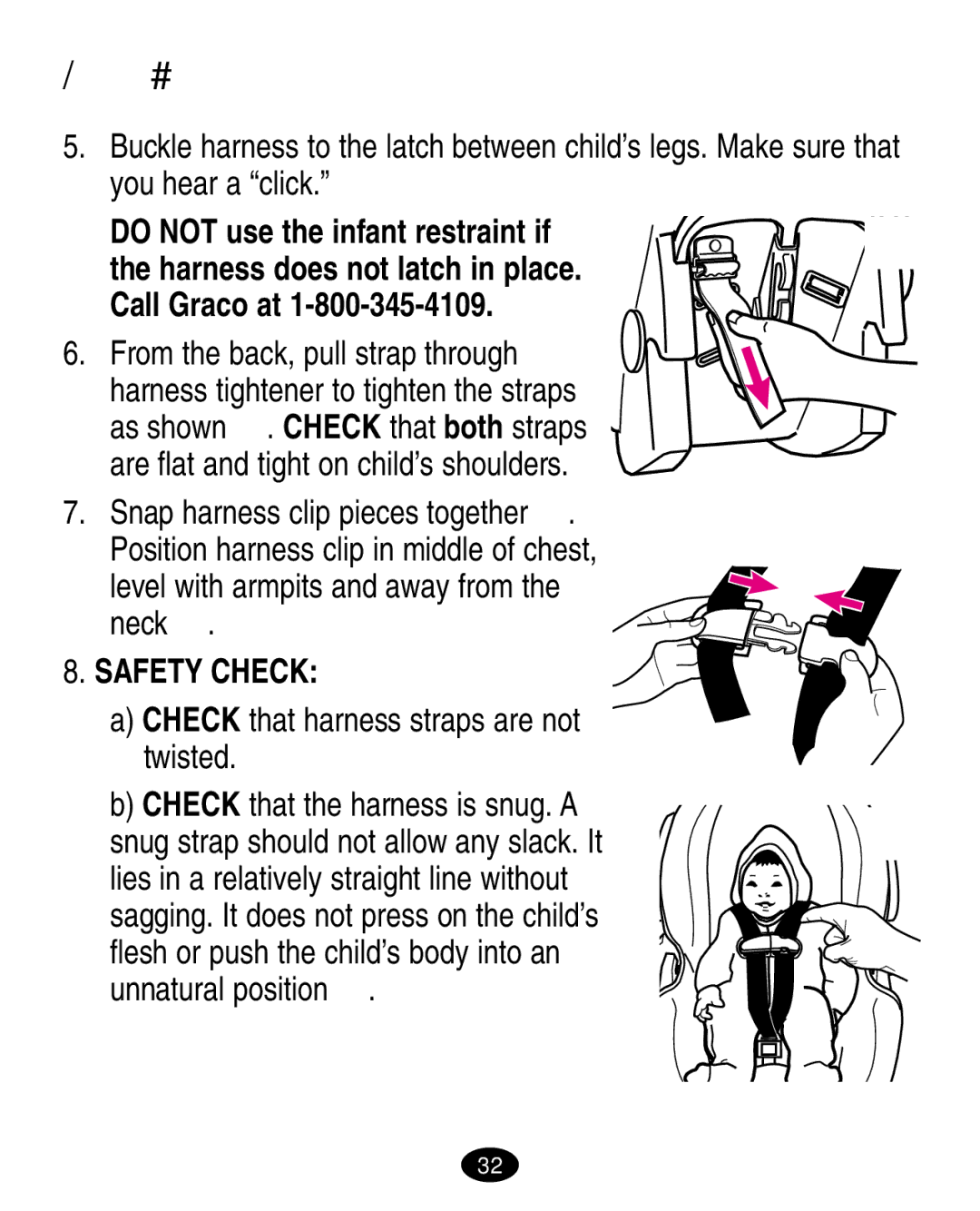 Graco ISPA081AA manual 1 3-Point Harness, Check that harness straps are not twisted 