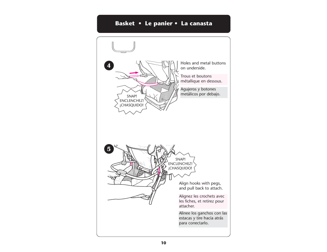 Graco ISPA081AC manual Basket Le panier La canasta 