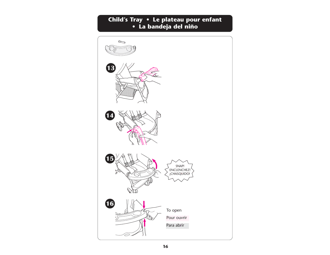 Graco ISPA081AC manual Child’s Tray Le plateau pour enfant La bandeja del niño 