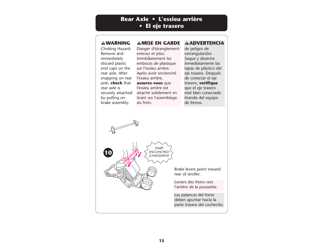 Graco ISPA083AD manual Rear Axle L’essieu arrière El eje trasero, Assurez-vous que 