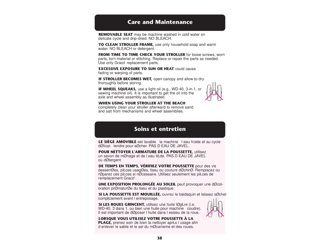 Graco ISPA083AD manual Care and Maintenance, Soins et entretien 