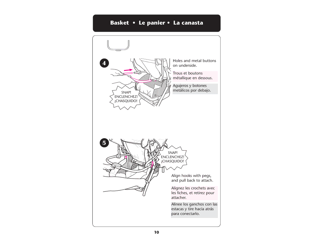 Graco ISPA083AD manual Basket Le panier La canasta 