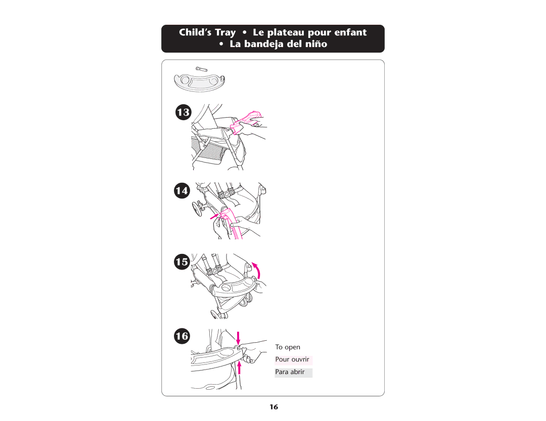 Graco ISPA083AD manual Child’s Tray Le plateau pour enfant La bandeja del niño 