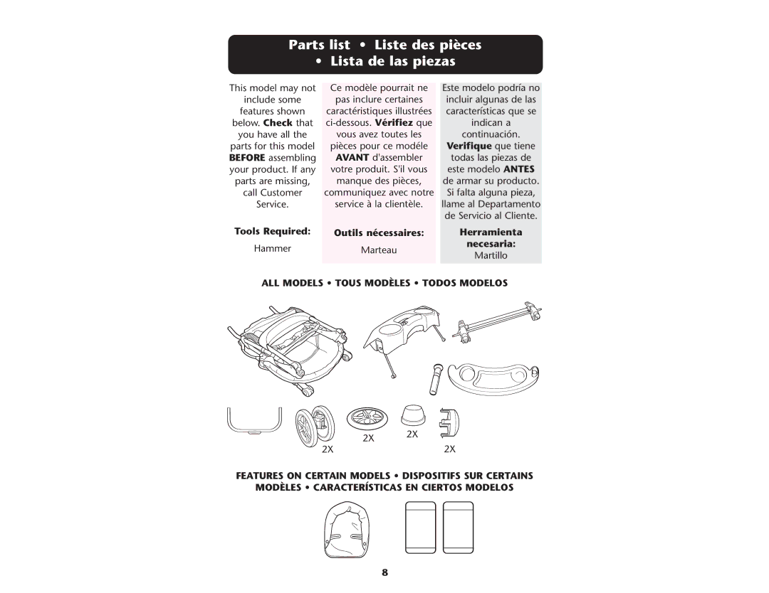 Graco ISPA083AD manual Parts list Liste des pièces Lista de las piezas, Verifique que tiene 