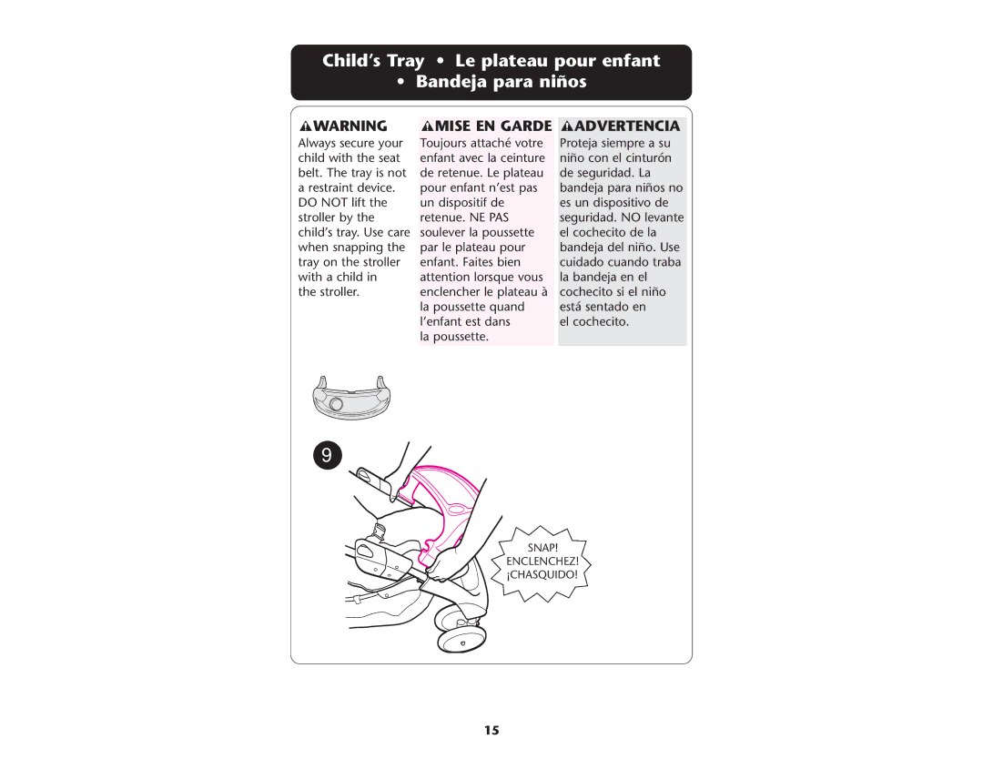 Graco ISPA085AB manual Child’s Tray Le plateau pour enfant Bandeja para niños 