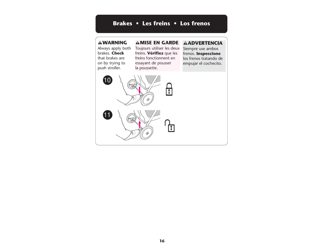 Graco ISPA085AB manual Brakes Les freins Los frenos 