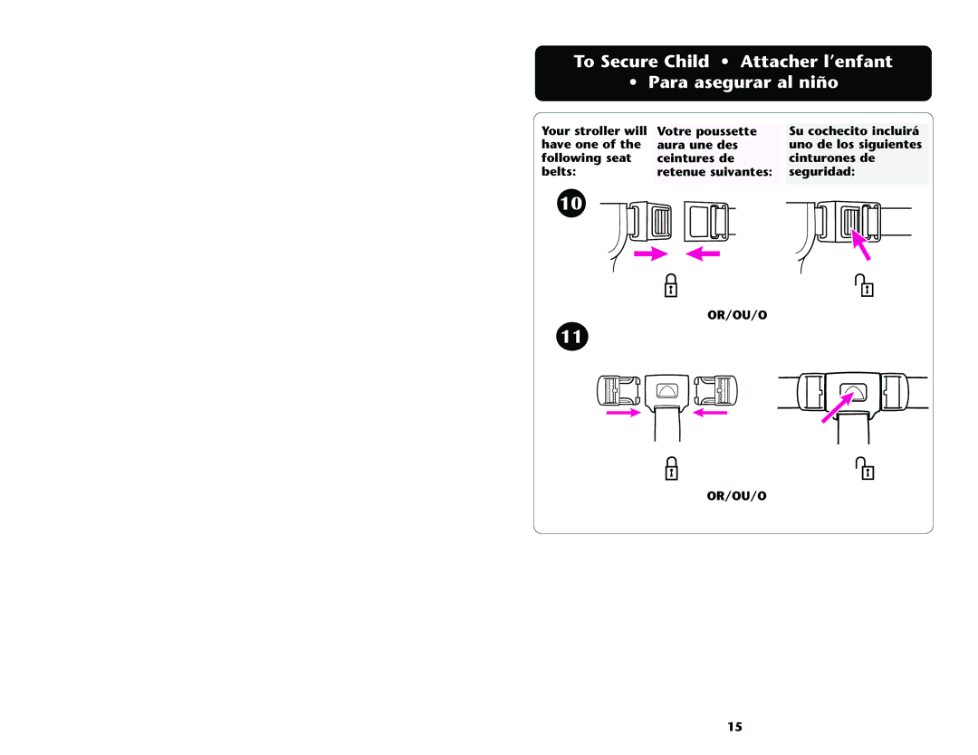 Graco ISPA089AD manual To Secure Child Attacher l’enfant Para asegurar al niño 
