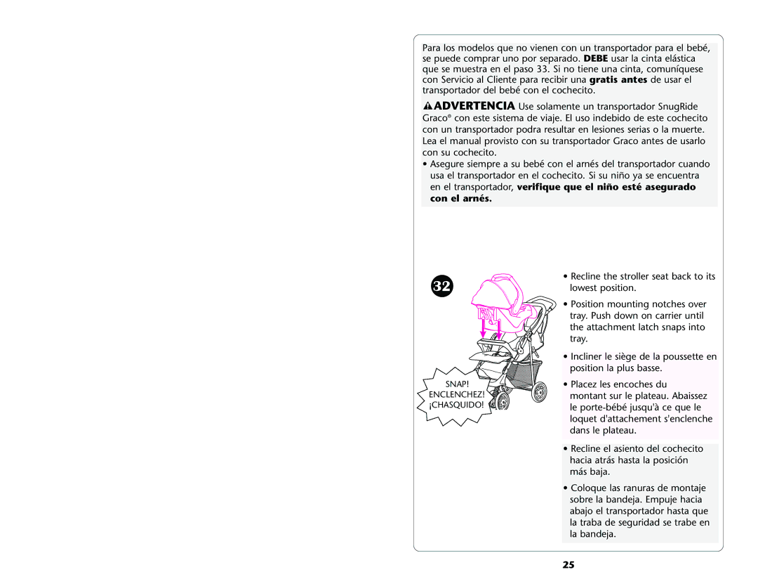 Graco ISPA089AD manual Snap Enclenchez ¡CHASQUIDO 
