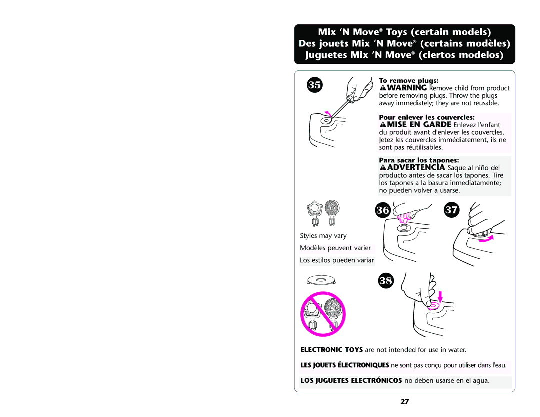 Graco ISPA089AD manual To remove plugs 